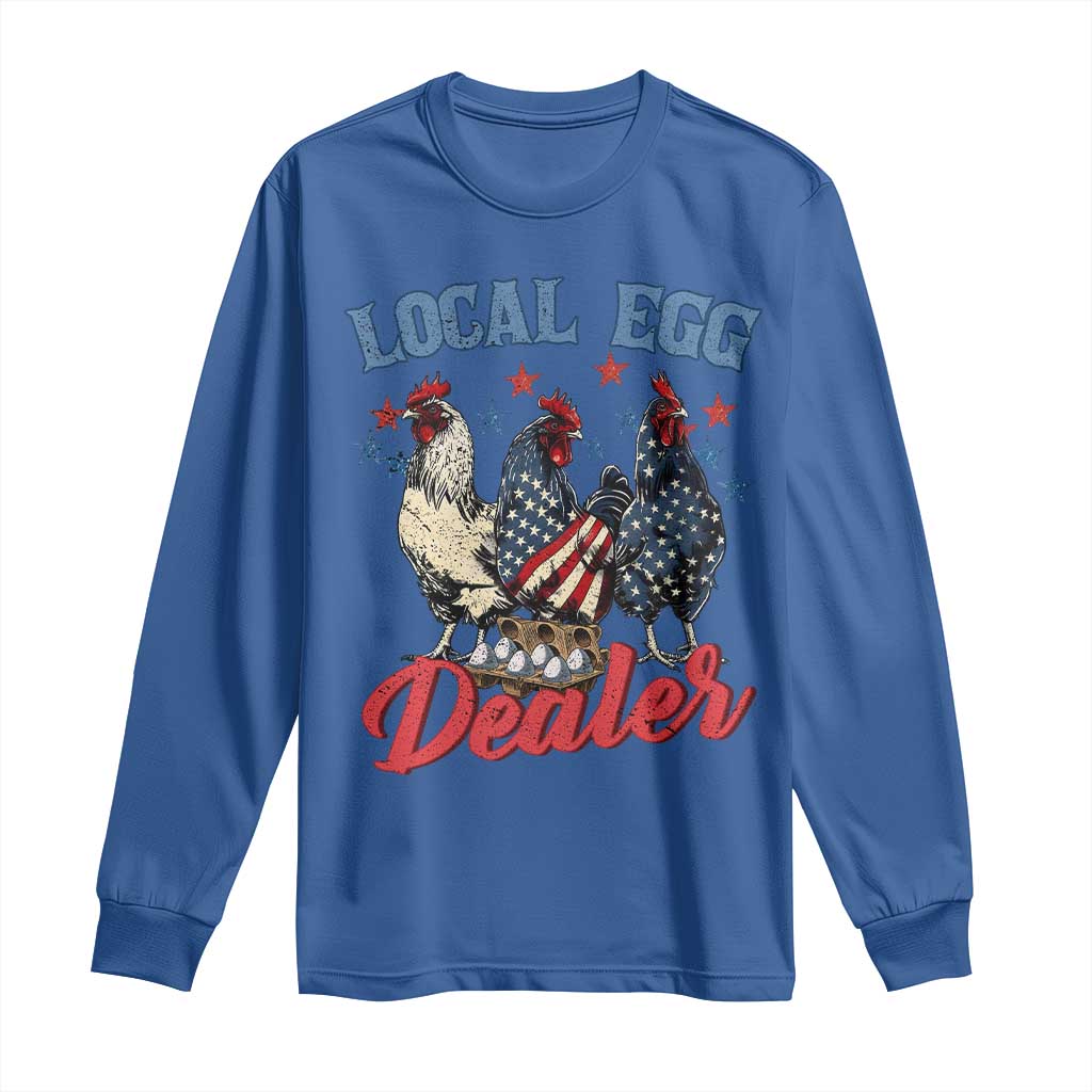 Funny Local Egg Dealer Long Sleeve Shirt Egg Farmer American Flag Chicken Easter