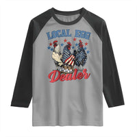 Funny Local Egg Dealer Raglan Shirt Egg Farmer American Flag Chicken Easter