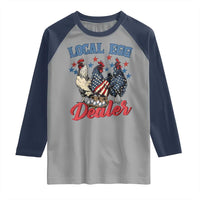 Funny Local Egg Dealer Raglan Shirt Egg Farmer American Flag Chicken Easter