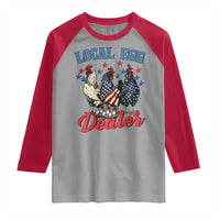 Funny Local Egg Dealer Raglan Shirt Egg Farmer American Flag Chicken Easter