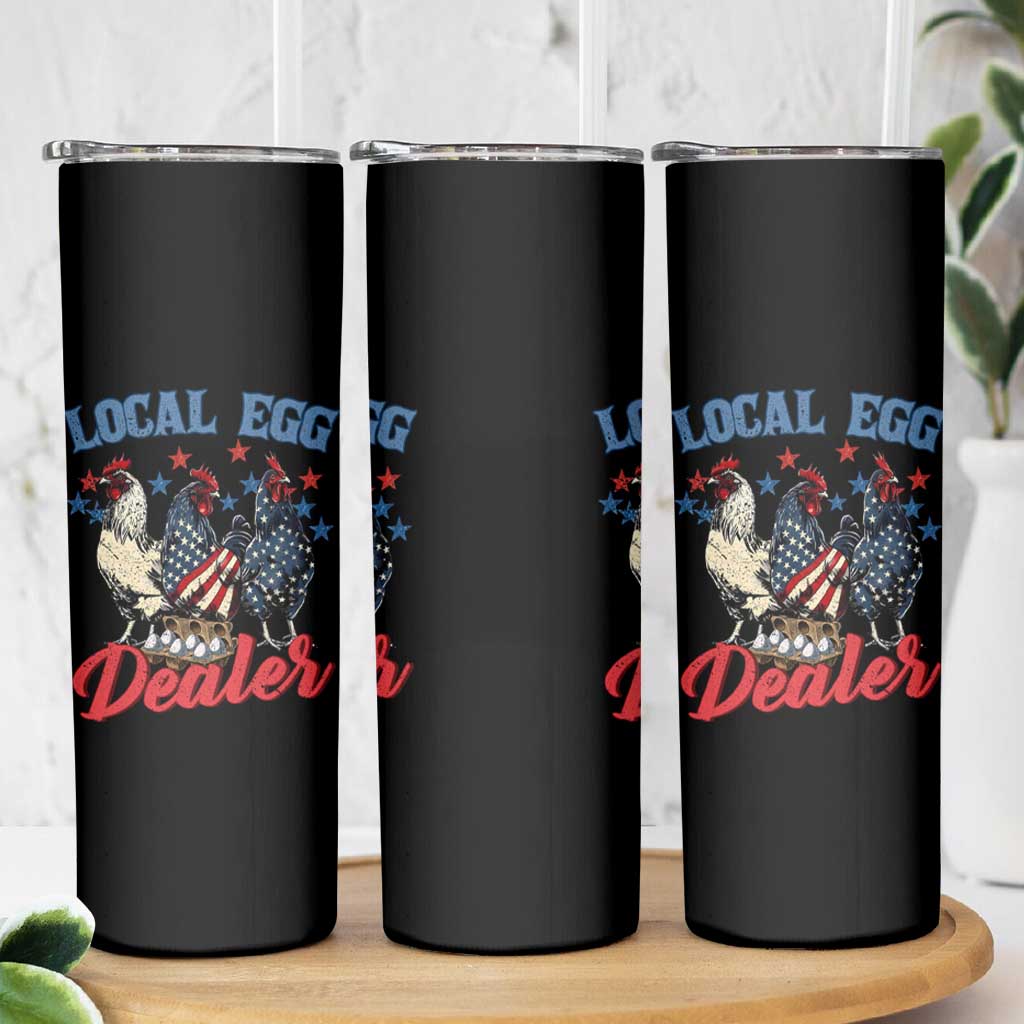 Funny Local Egg Dealer Skinny Tumbler Egg Farmer American Flag Chicken Easter