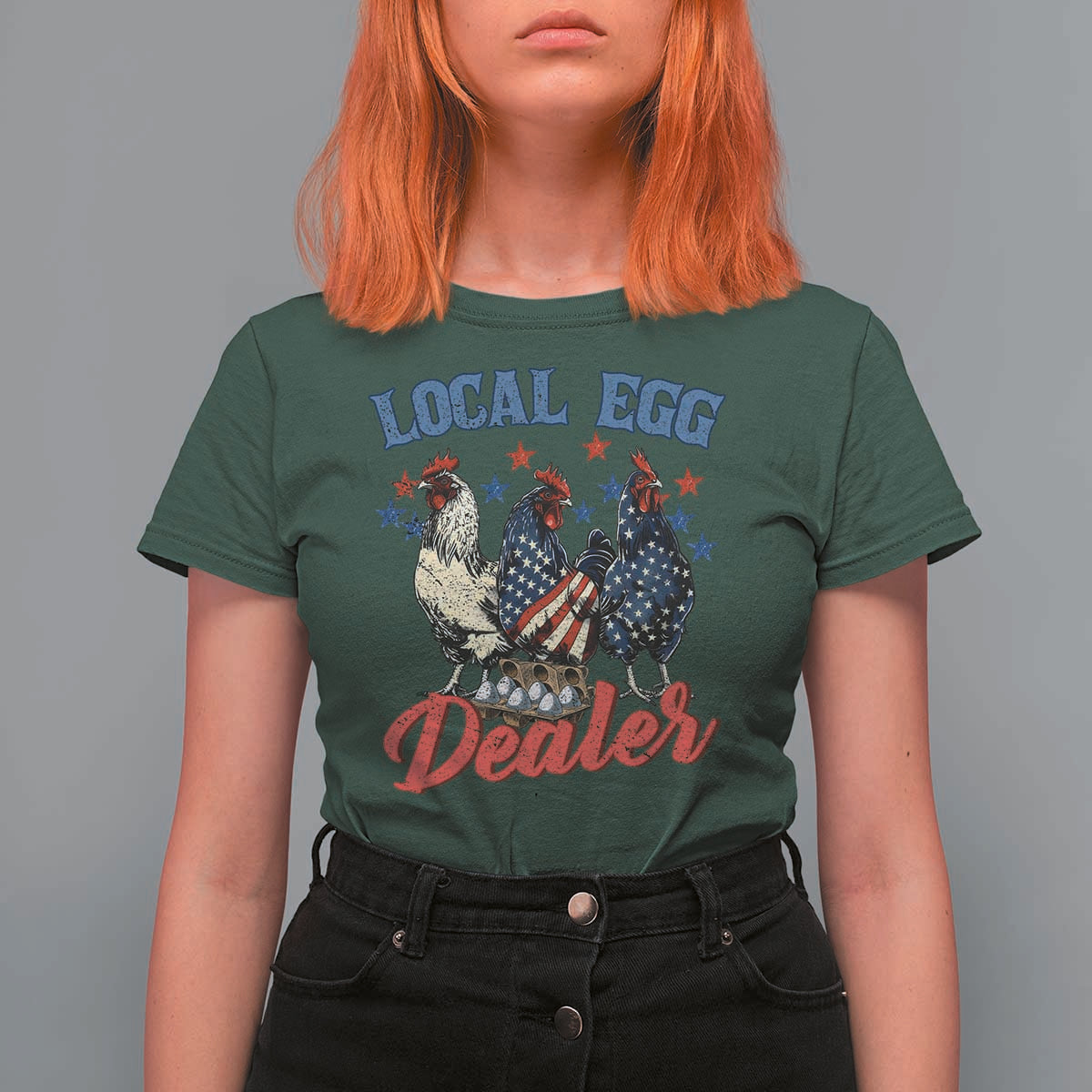 Funny Local Egg Dealer T Shirt For Women Egg Farmer American Flag Chicken Easter