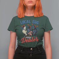 Funny Local Egg Dealer T Shirt For Women Egg Farmer American Flag Chicken Easter