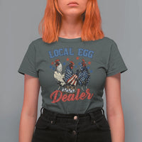 Funny Local Egg Dealer T Shirt For Women Egg Farmer American Flag Chicken Easter