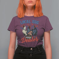 Funny Local Egg Dealer T Shirt For Women Egg Farmer American Flag Chicken Easter