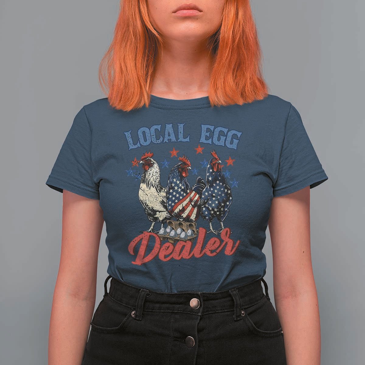 Funny Local Egg Dealer T Shirt For Women Egg Farmer American Flag Chicken Easter