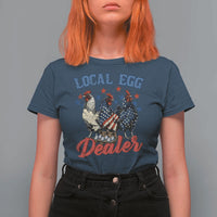 Funny Local Egg Dealer T Shirt For Women Egg Farmer American Flag Chicken Easter