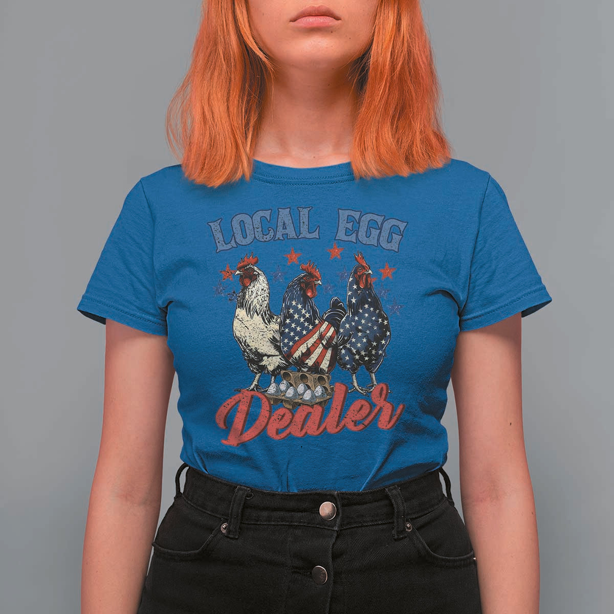 Funny Local Egg Dealer T Shirt For Women Egg Farmer American Flag Chicken Easter