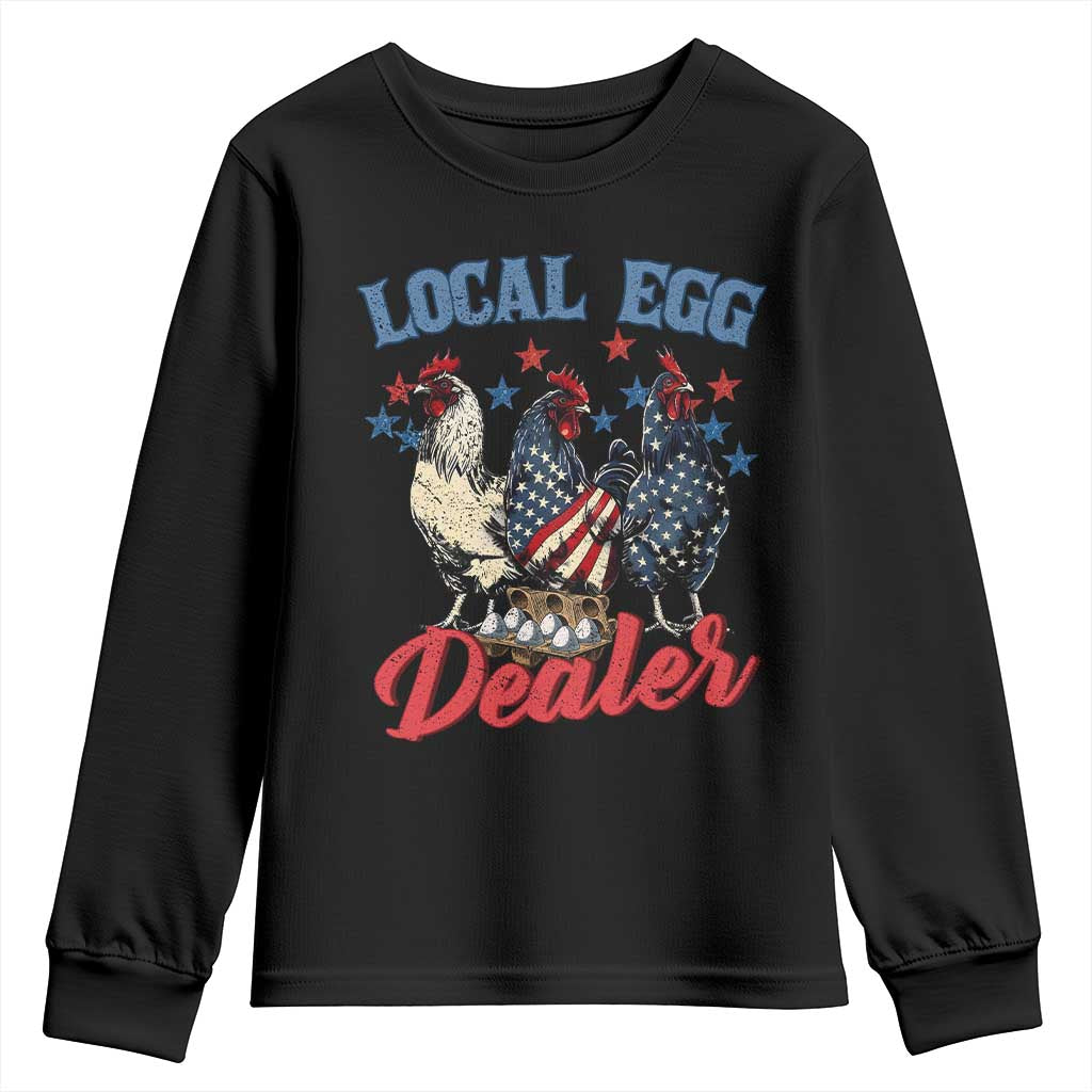 Funny Local Egg Dealer Youth Sweatshirt Egg Farmer American Flag Chicken Easter