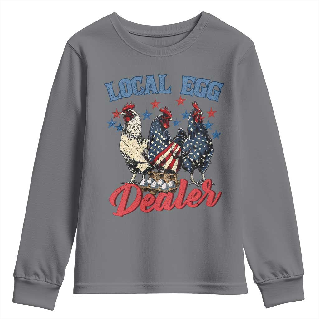 Funny Local Egg Dealer Youth Sweatshirt Egg Farmer American Flag Chicken Easter