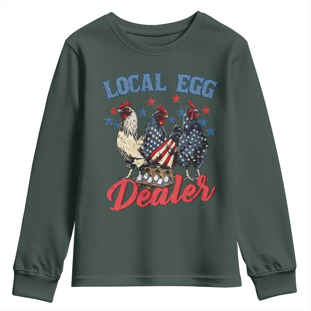 Funny Local Egg Dealer Youth Sweatshirt Egg Farmer American Flag Chicken Easter