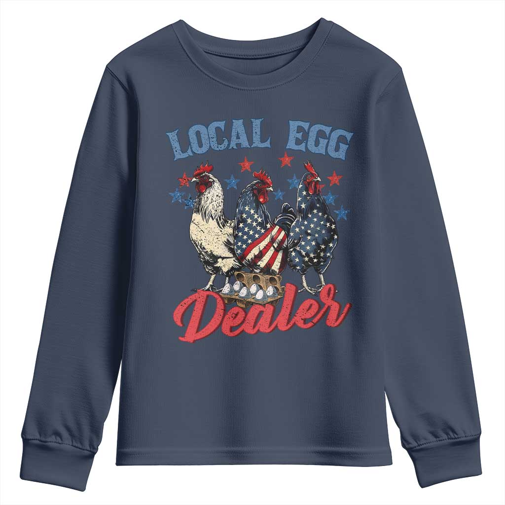 Funny Local Egg Dealer Youth Sweatshirt Egg Farmer American Flag Chicken Easter