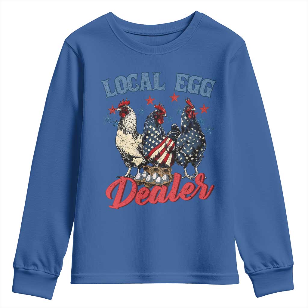 Funny Local Egg Dealer Youth Sweatshirt Egg Farmer American Flag Chicken Easter