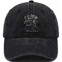 Funny Not My President Washed Cotton Baseball Cap Liberal Floral Woman Face