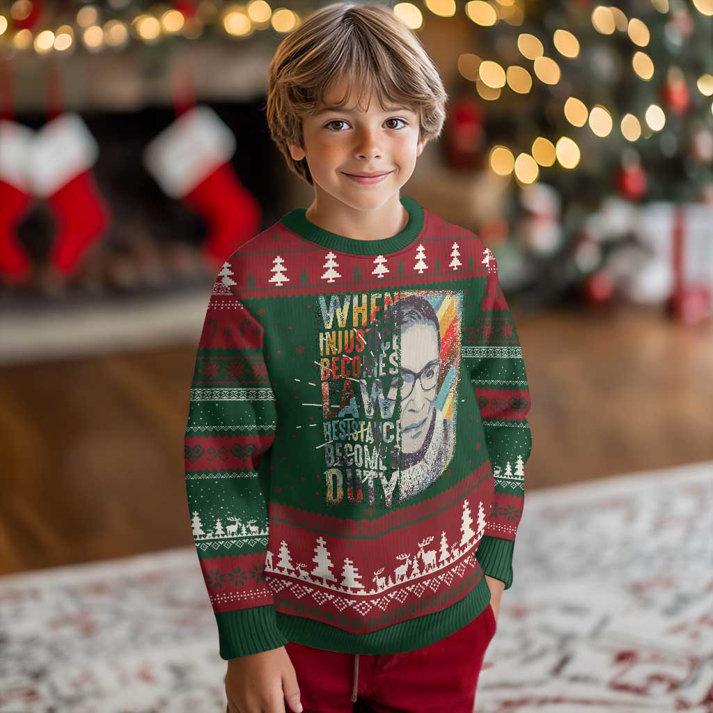 When Injustice Becomes Law Resistance Becomes Duty Knitted Sweatshirt RBG Quote - Wonder Print Shop