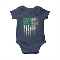 Irish Pride Baby Onesie American Flag Celtic Cross Shamrock St Patrick's Day