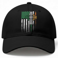 Irish Pride Baseball Cap American Flag Celtic Cross Shamrock St Patrick's Day