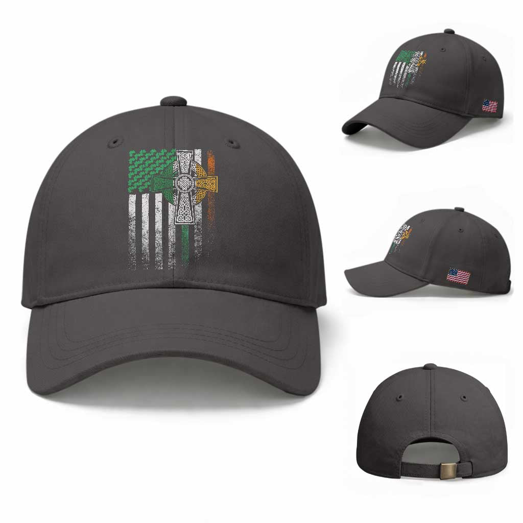 Irish Pride Baseball Cap American Flag Celtic Cross Shamrock St Patrick's Day