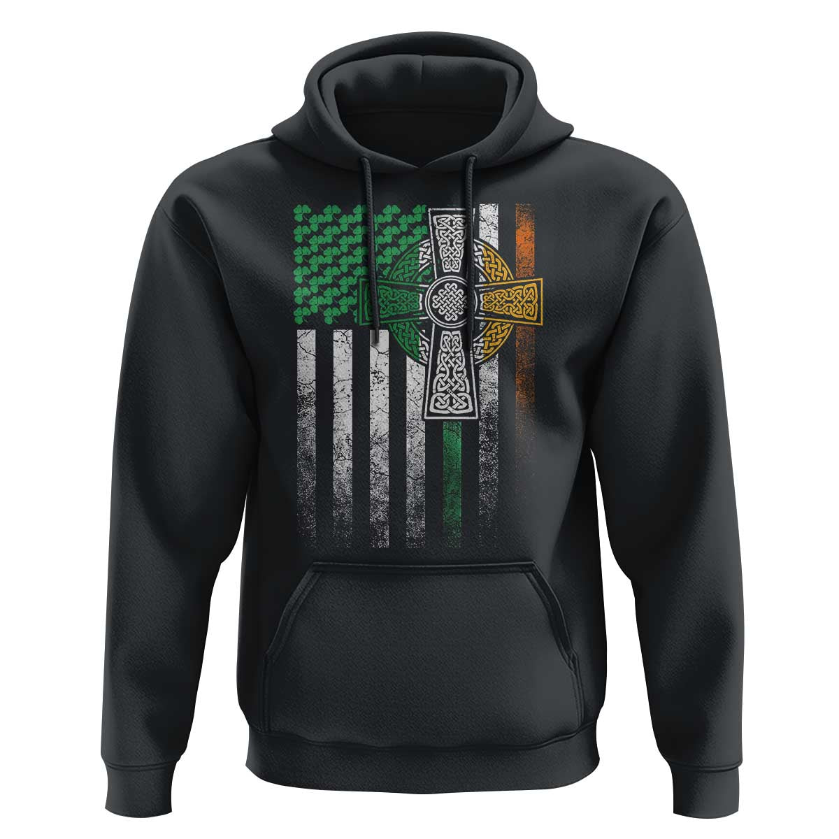 Irish Pride Hoodie American Flag Celtic Cross Shamrock St Patrick's Day