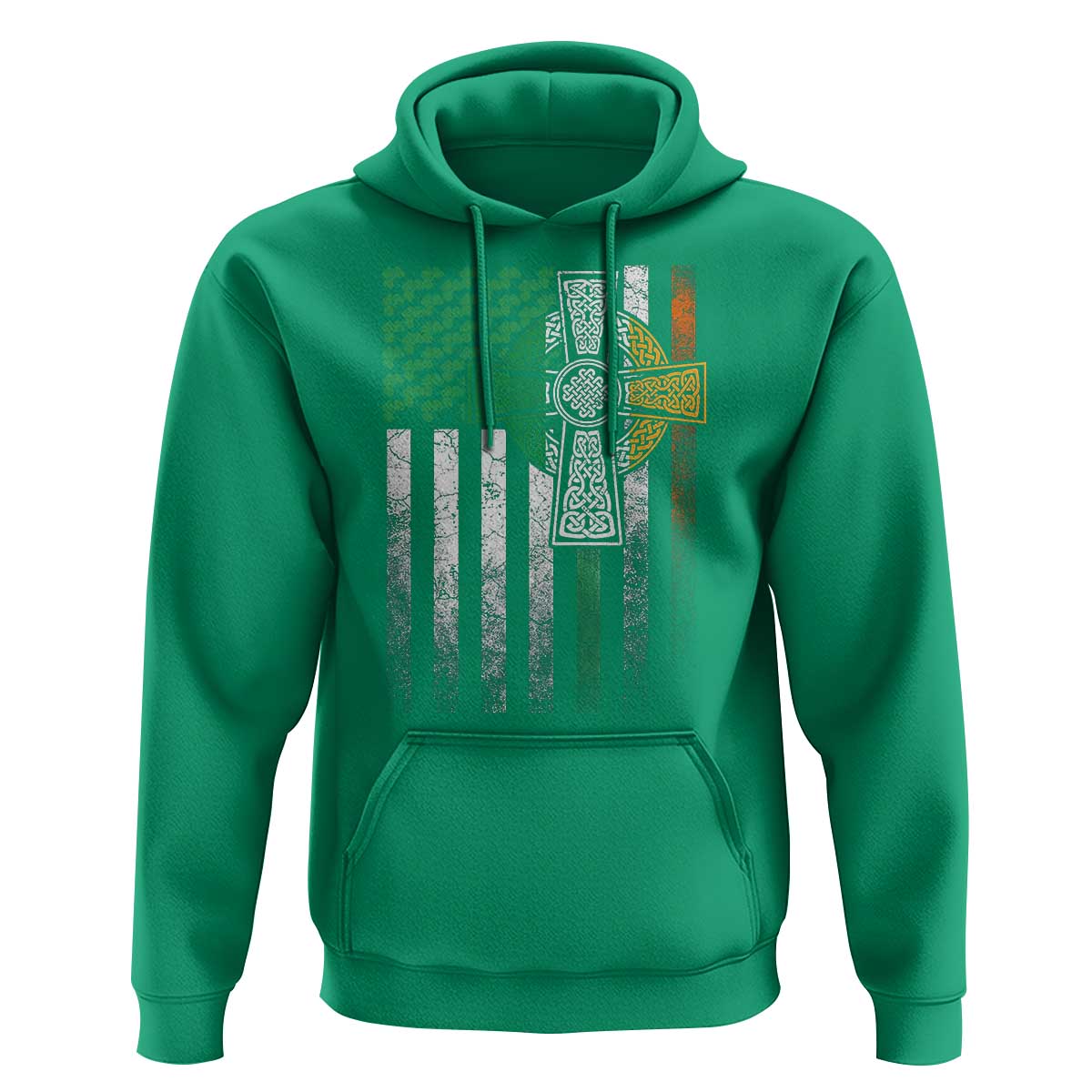 Irish Pride Hoodie American Flag Celtic Cross Shamrock St Patrick's Day