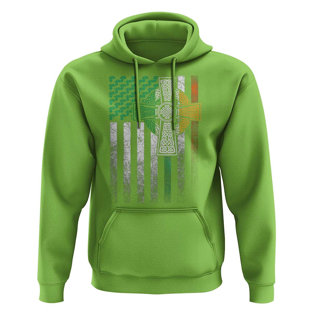 Irish Pride Hoodie American Flag Celtic Cross Shamrock St Patrick's Day
