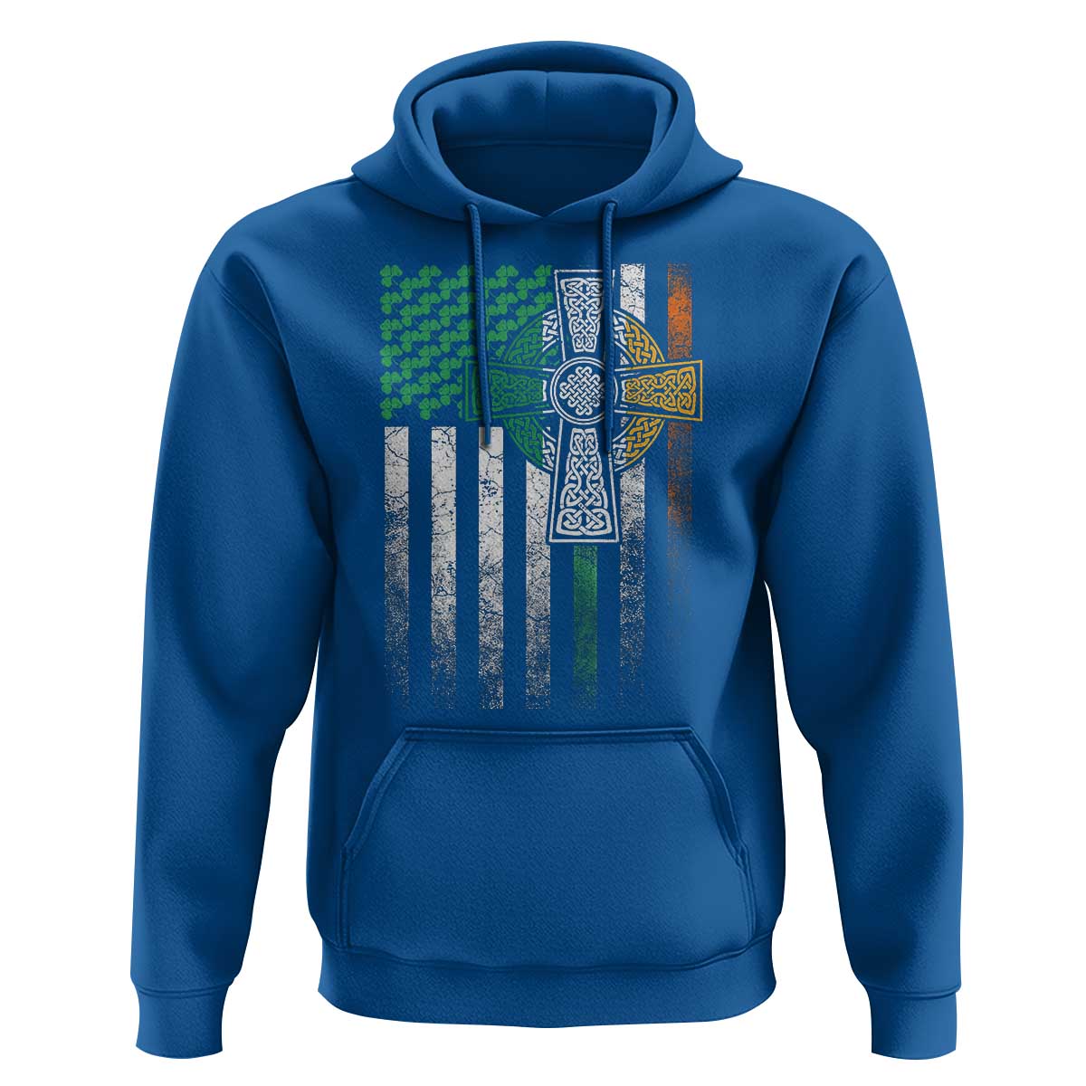 Irish Pride Hoodie American Flag Celtic Cross Shamrock St Patrick's Day