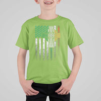 Irish Pride T Shirt For Kid American Flag Celtic Cross Shamrock St Patrick's Day