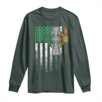 Irish Pride Long Sleeve Shirt American Flag Celtic Cross Shamrock St Patrick's Day