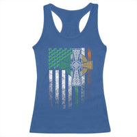 Irish Pride Racerback Tank Top American Flag Celtic Cross Shamrock St Patrick's Day