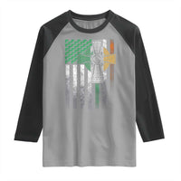 Irish Pride Raglan Shirt American Flag Celtic Cross Shamrock St Patrick's Day