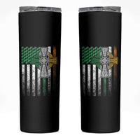 Irish Pride Skinny Tumbler American Flag Celtic Cross Shamrock St Patrick's Day