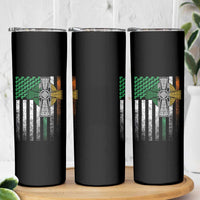 Irish Pride Skinny Tumbler American Flag Celtic Cross Shamrock St Patrick's Day