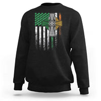 Irish Pride Sweatshirt American Flag Celtic Cross Shamrock St Patrick's Day