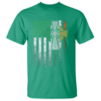 Irish Pride T Shirt American Flag Celtic Cross Shamrock St Patrick's Day