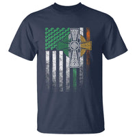 Irish Pride T Shirt American Flag Celtic Cross Shamrock St Patrick's Day