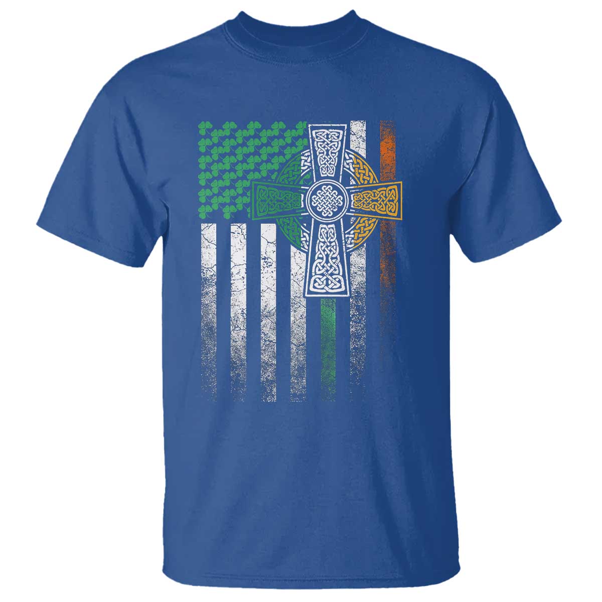 Irish Pride T Shirt American Flag Celtic Cross Shamrock St Patrick's Day