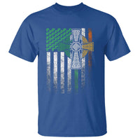Irish Pride T Shirt American Flag Celtic Cross Shamrock St Patrick's Day