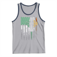 Irish Pride Tank Top American Flag Celtic Cross Shamrock St Patrick's Day