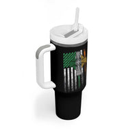 Irish Pride Tumbler With Handle American Flag Celtic Cross Shamrock St Patrick's Day