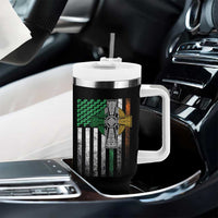 Irish Pride Tumbler With Handle American Flag Celtic Cross Shamrock St Patrick's Day