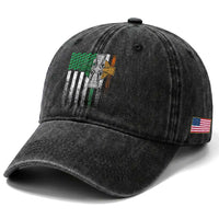 Irish Pride Washed Cotton Baseball Cap American Flag Celtic Cross Shamrock St Patrick's Day