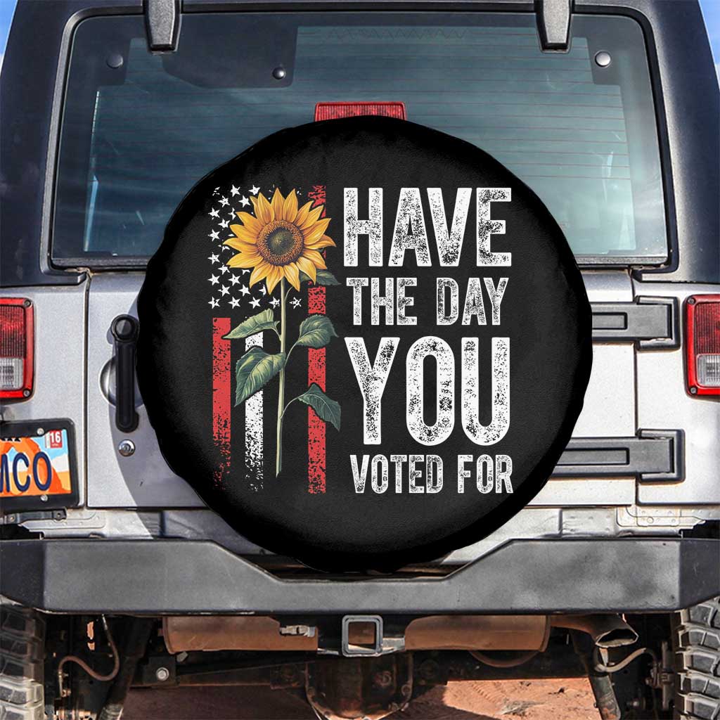 Have The Day You Voted For Spare Tire Cover Vintage American Flag Sunflower