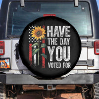 Have The Day You Voted For Spare Tire Cover Vintage American Flag Sunflower