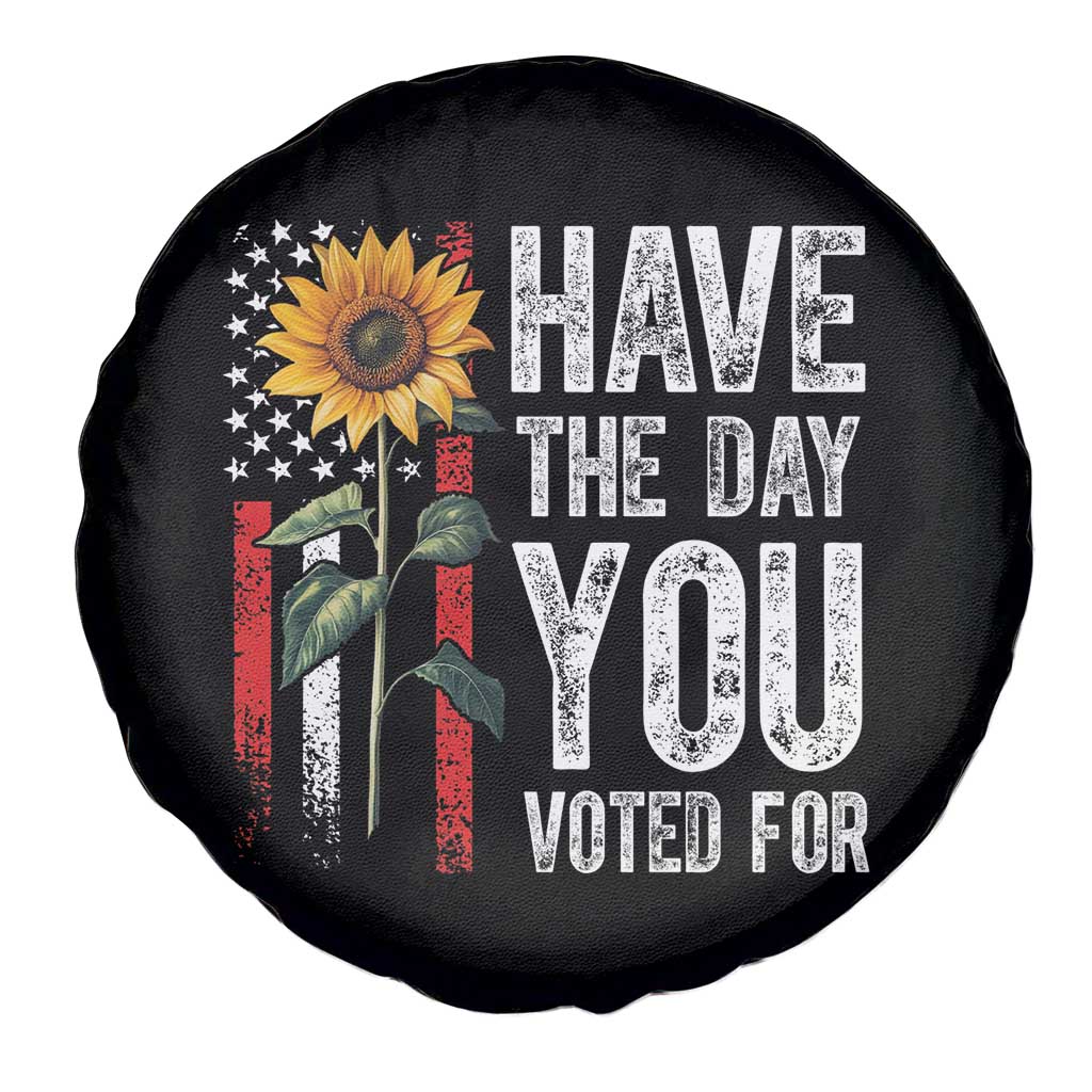 Have The Day You Voted For Spare Tire Cover Vintage American Flag Sunflower
