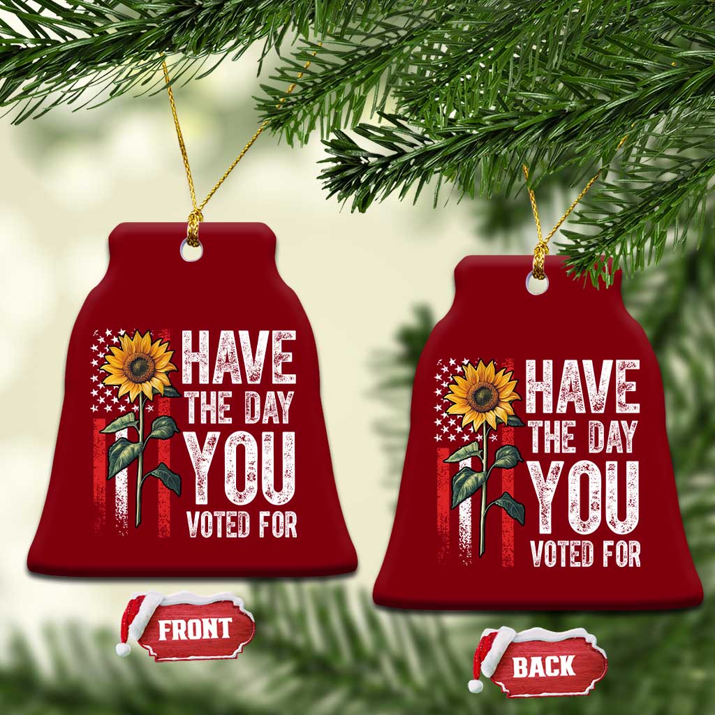 Have The Day You Voted For Ceramic Ornament Vintage American Flag Sunflower - Wonder Print Shop