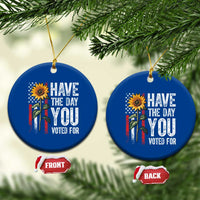 Have The Day You Voted For Ceramic Ornament Vintage American Flag Sunflower - Wonder Print Shop