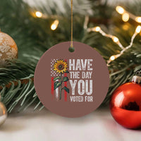 Have The Day You Voted For Ceramic Ornament Vintage American Flag Sunflower - Wonder Print Shop