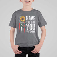 Have The Day You Voted For T Shirt For Kid Vintage American Flag Sunflower