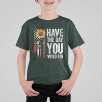 Have The Day You Voted For T Shirt For Kid Vintage American Flag Sunflower