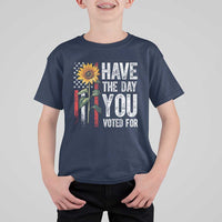 Have The Day You Voted For T Shirt For Kid Vintage American Flag Sunflower